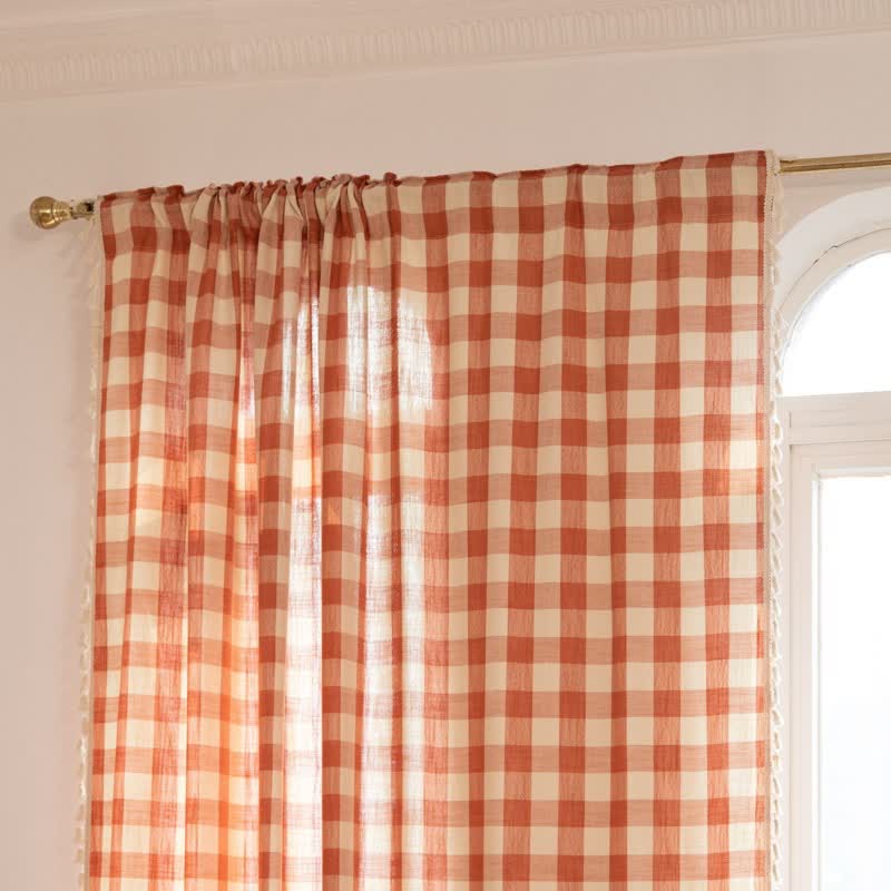 Tenda a griglia in stile rustico con nappe - image 12