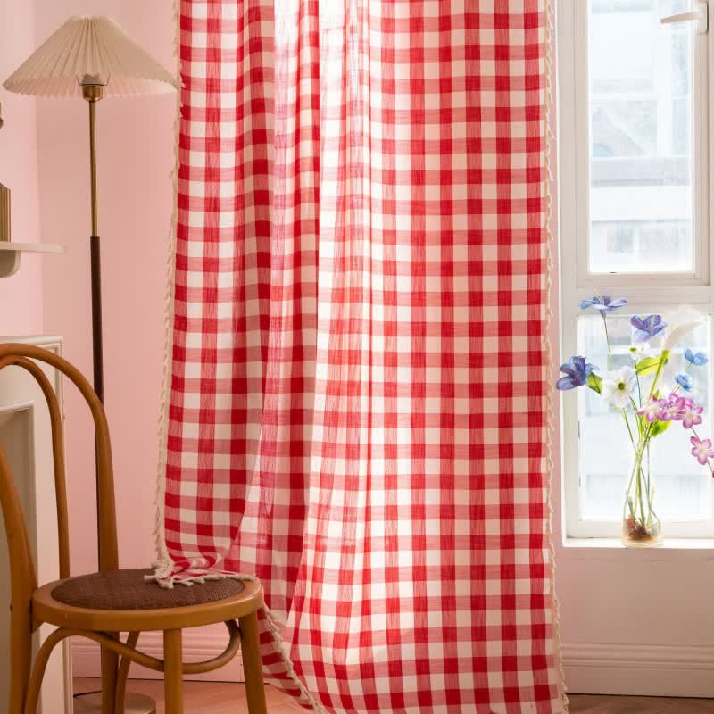 Tenda a griglia in stile rustico con nappe - image 26