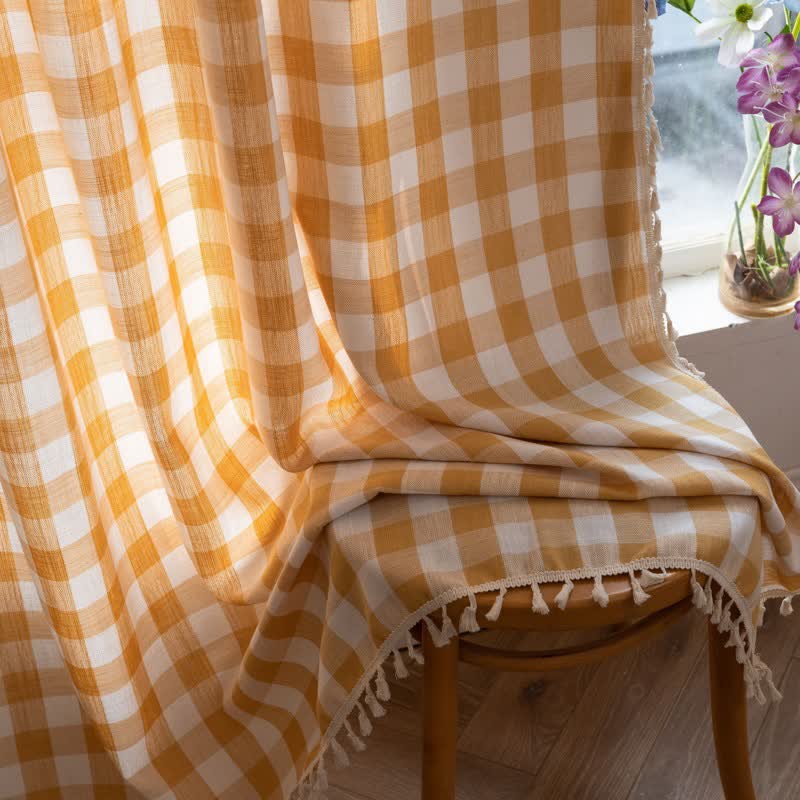 Tenda a griglia in stile rustico con nappe - image 16