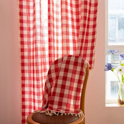 Tenda a griglia in stile rustico con nappe - image 27