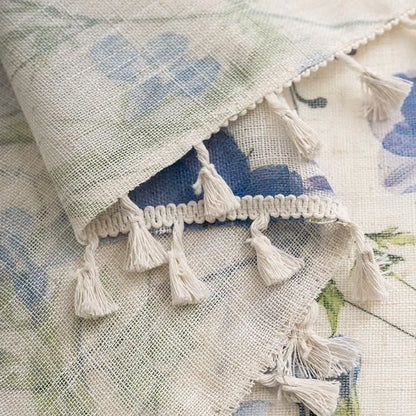 Tenda blu con stampa floreale e nappe - image 4