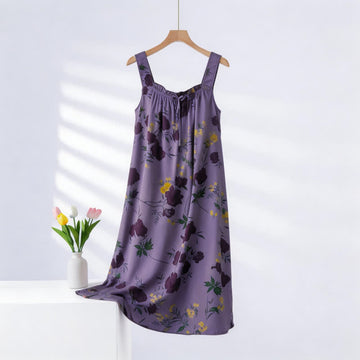 Camicia da notte senza maniche con stampa floreale viola - Viola - Taglie forti - image 0