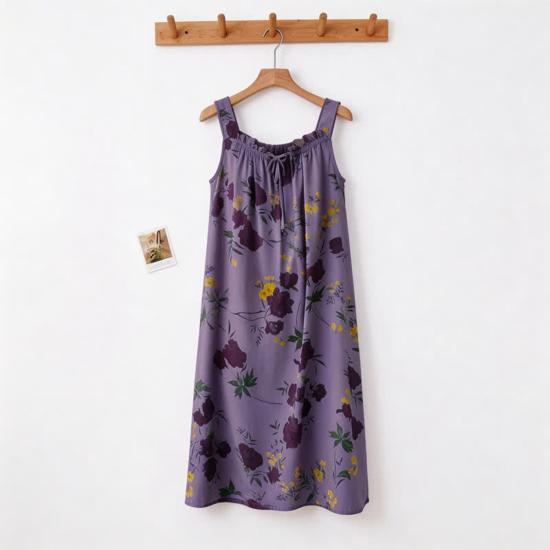 Camicia da notte senza maniche con stampa floreale viola - image 1