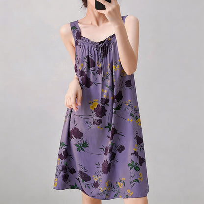 Camicia da notte senza maniche con stampa floreale viola - image 5