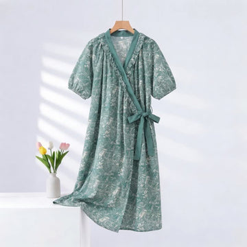 Camicia da notte vintage verde con volant e laccetti laterali - Verde - 2XL - image 0