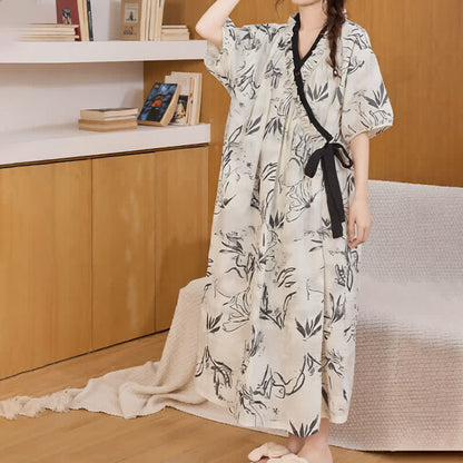 Camicia da notte con volant e laccetti laterali, fantasia artistica - image 1