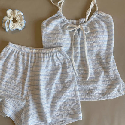 Completo pigiama con canotta e pantaloncini a righe con fiocco sul davanti. - image 18