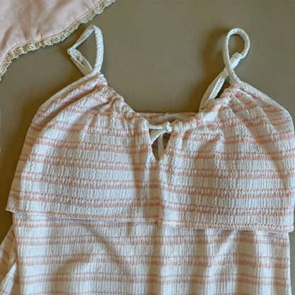 Completo pigiama con canotta e pantaloncini a righe con fiocco sul davanti. - image 12
