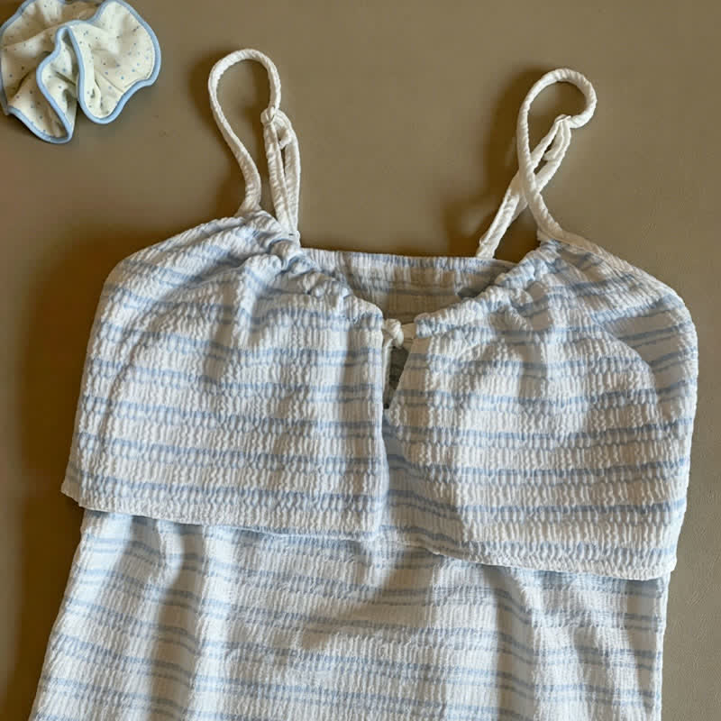 Completo pigiama con canotta e pantaloncini a righe con fiocco sul davanti. - image 19