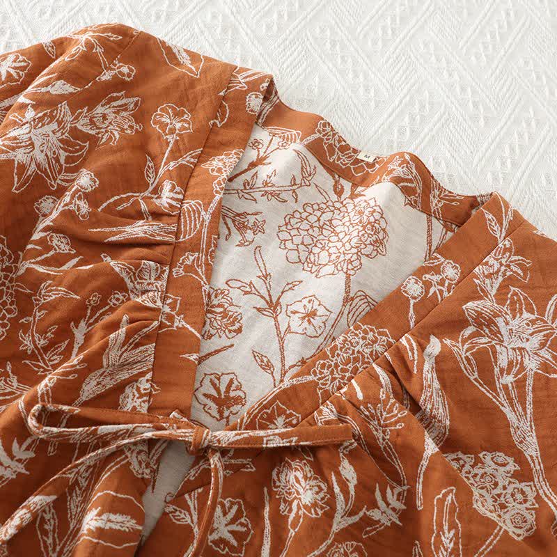 Set pigiama a 3 pezzi in puro cotone con fantasia floreale - image 4