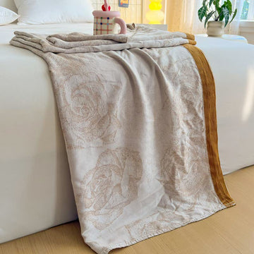 Coperta estiva romantica in fibra di bambù con motivo rosa - image 0