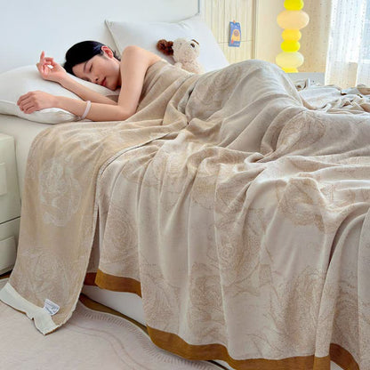 Coperta estiva romantica in fibra di bambù con motivo rosa - 200cm x 230cm - image 4
