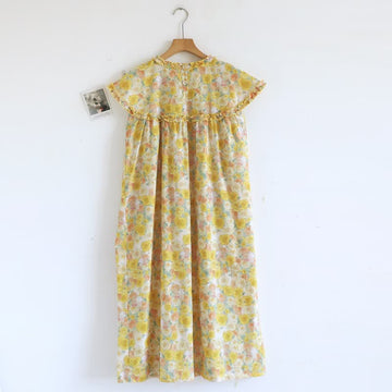 Camicia da notte in cotone con stampa floreale gialla in stile cottagecore - Giallo - XL - image 0