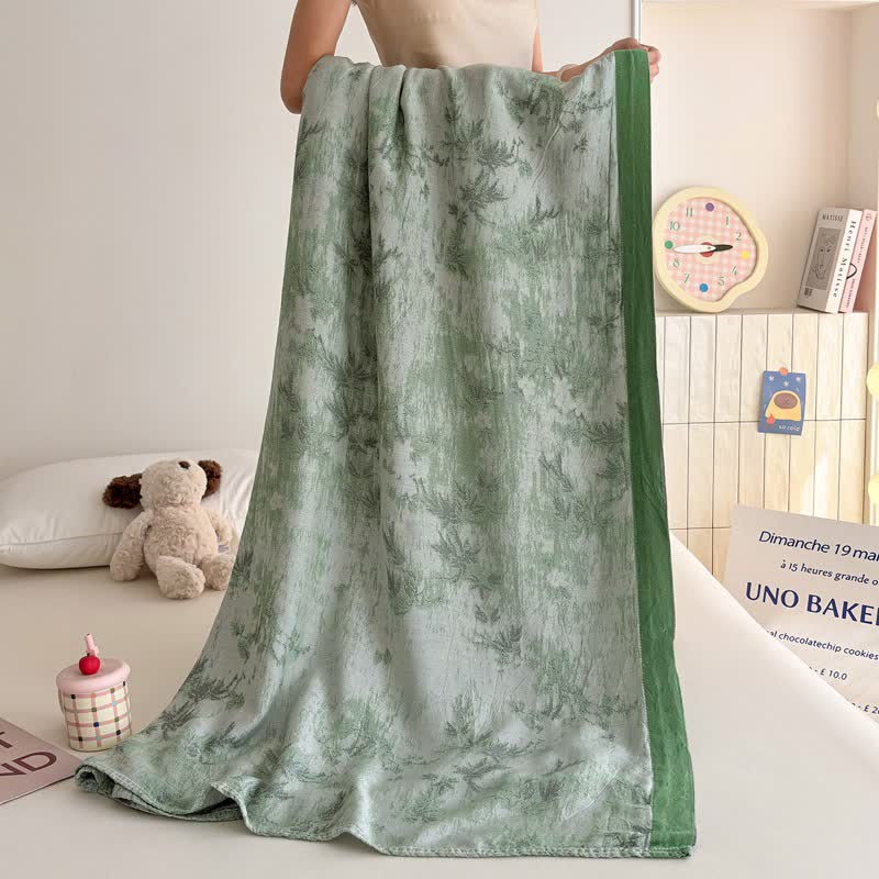 Coperta estiva artistica in fibra di bambù con motivi botanici. - image 11
