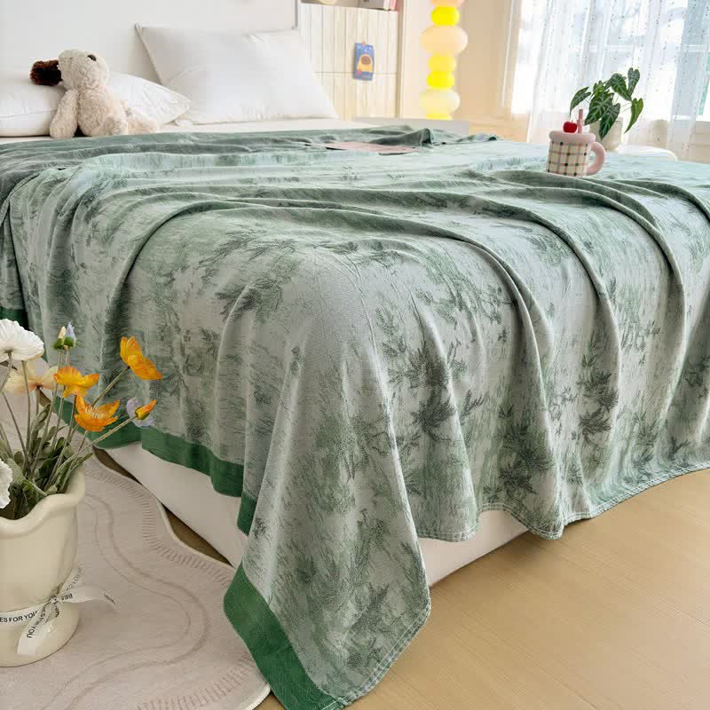 Coperta estiva artistica in fibra di bambù con motivi botanici. - image 9