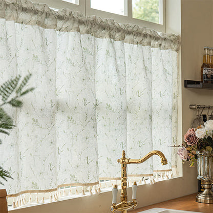 Tende corte semitrasparenti con motivo a foglie botaniche - 132 x 244cm - image 0