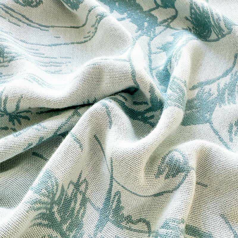 Coperta in fibra di bambù con motivo paesaggistico ad alberi - image 3