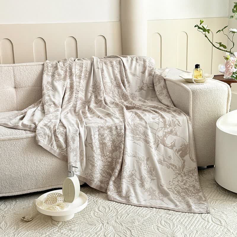 Coperta in fibra di bambù con motivo paesaggistico ad alberi - image 10