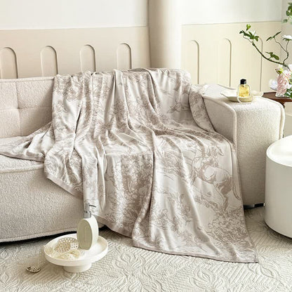 Coperta in fibra di bambù con motivo paesaggistico ad alberi - image 10