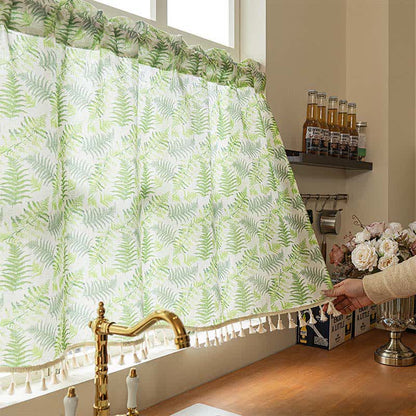 Tenda da cucina in stile scandinavo con motivo a felci - image 1