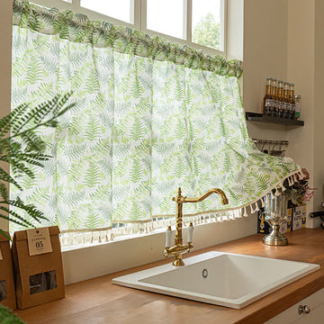 Tenda da cucina in stile scandinavo con motivo a felci - 132 x 244cm - image 0