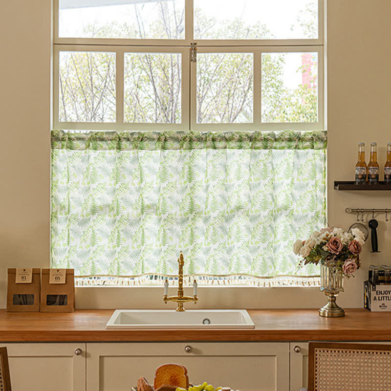 Tenda da cucina in stile scandinavo con motivo a felci - image 3