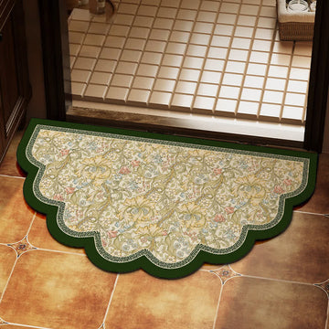 Tappeto da doccia semicircolare con motivo floreale smerlato - 19" L x 35"L - image 0