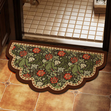 Tappetino classico in mogano con motivo floreale e diatomee - 19" L x 35"L - image 0