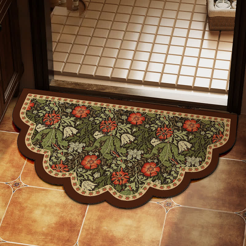 Tappetino classico in mogano con motivo floreale e diatomee - 19" L x 35"L - image 0