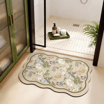 Tappetino da bagno ad asciugatura rapida con fango di diatomee e motivo floreale - image 1