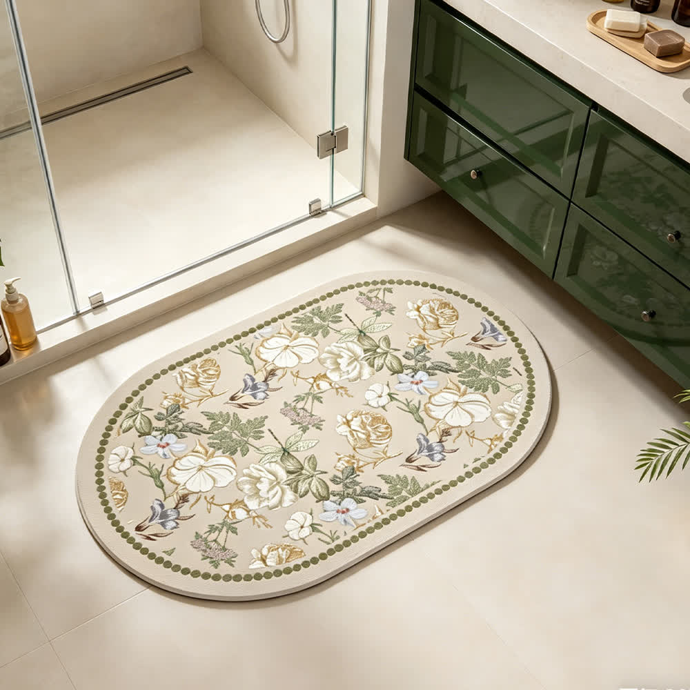Tappetino da bagno ad asciugatura rapida con fango di diatomee e motivo floreale - image 3