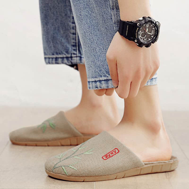 Comode pantofole in lino ricamate Plum Bossom - image 16