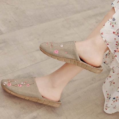 Comode pantofole in lino ricamate Plum Bossom - Pink Plum Bossom - L - image 10