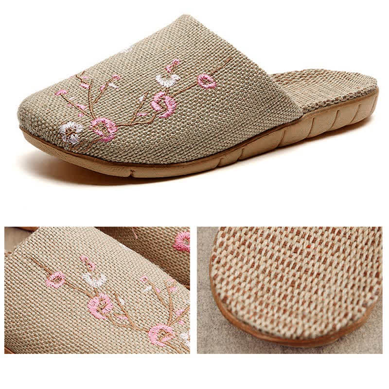Comode pantofole in lino ricamate Plum Bossom - image 12