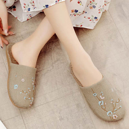 Comode pantofole in lino ricamate Plum Bossom - Blue Plum Bossom - L - image 8