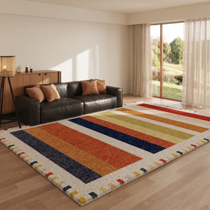 Tappeto a righe arcobaleno multicolore - image 2