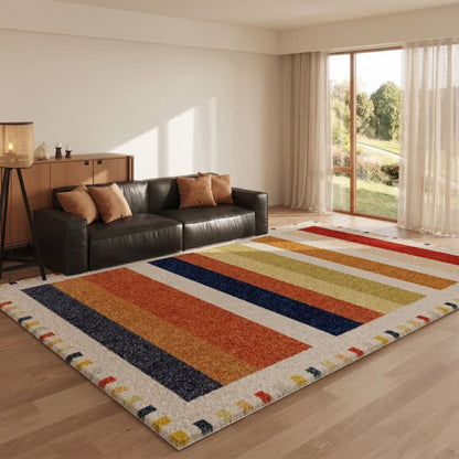 Tappeto a righe arcobaleno multicolore - image 2