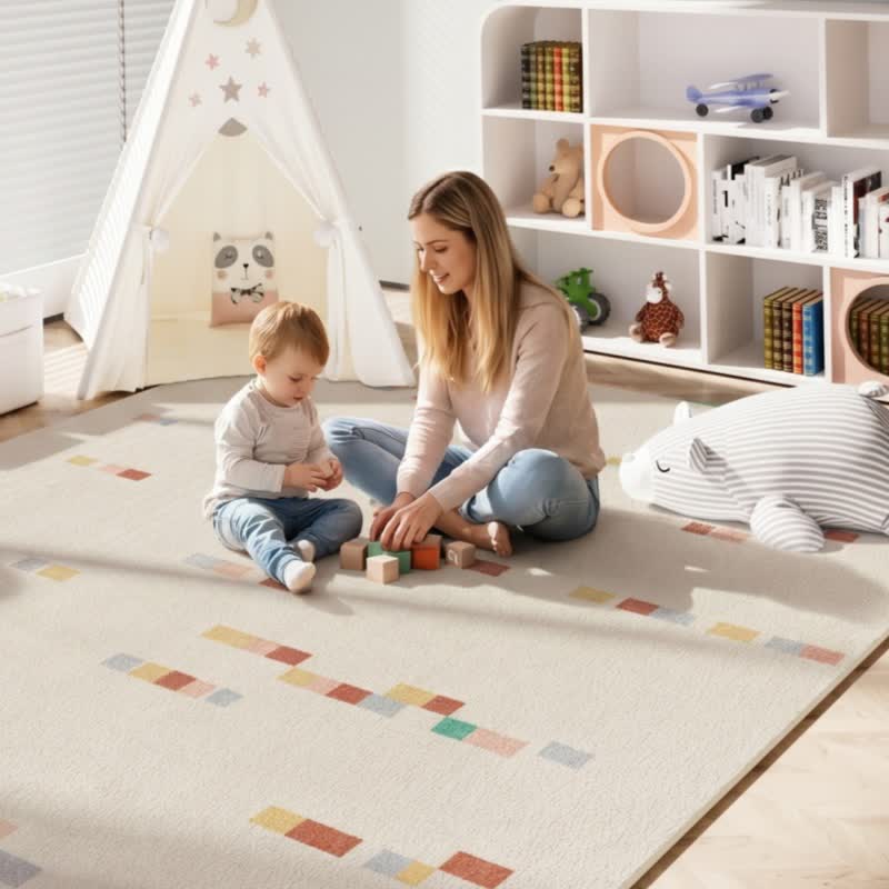 Tappeto per bambini con motivi geometrici pastello - image 2