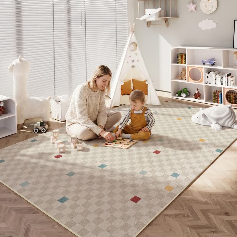 Tappeto per bambini a quadri neutri - image 1