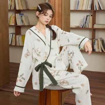 Completo da notte con scoiattolo e ghianda del bosco - Beige - 2XL - image 0