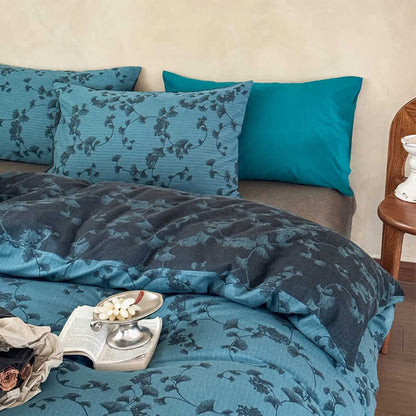 Set di biancheria da letto in puro cotone con foglie di ginkgo vintage (4 pezzi) - image 3