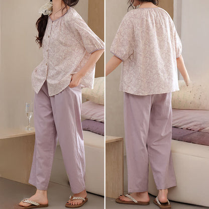 Completo da salotto in cotone stampato color lavanda - image 4