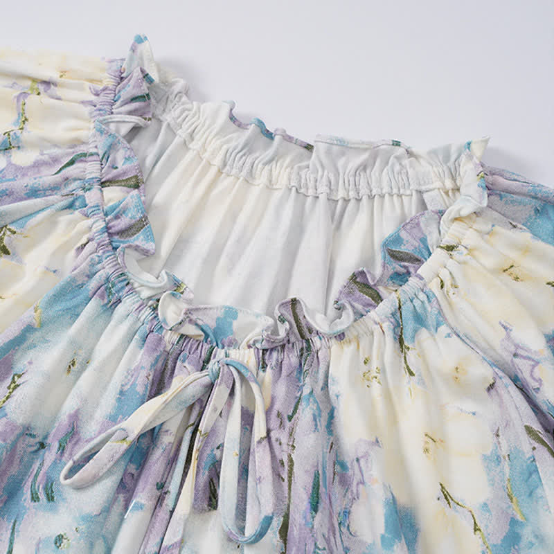 Set pigiama in cotone con stampa floreale ad acquerello - image 7