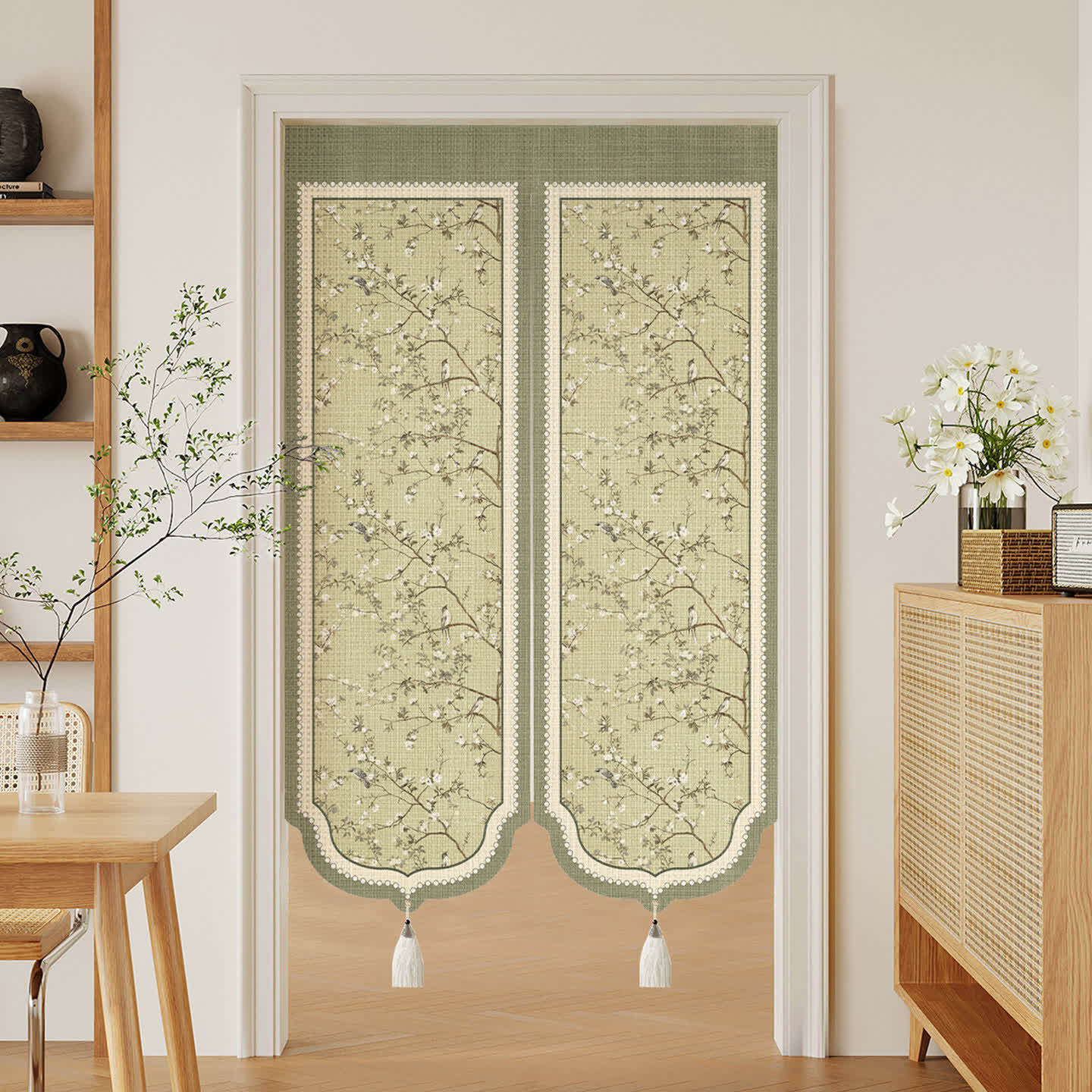 Tenda per porta con motivo floreale orientale e uccelli - 100cm*140cm - image 0