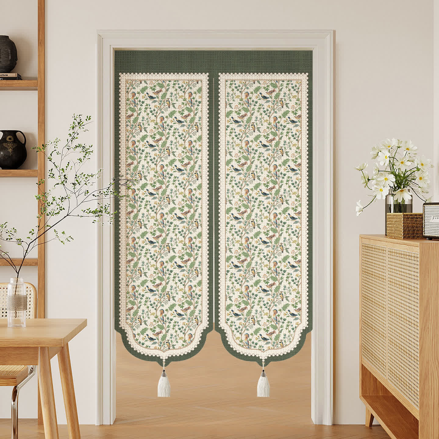 Tenda per porta con uccelli della foresta e motivi botanici - 100cm*140cm - image 0