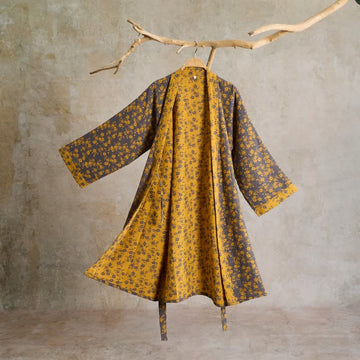 Kimono in garza di cotone a fantasia floreale gialla - Giallo - L - image 0
