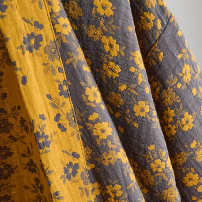Kimono in garza di cotone a fantasia floreale gialla - image 8