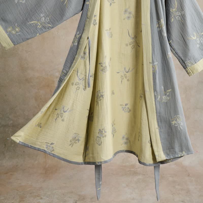 Elegante kimono in garza di cotone con stampa floreale. - image 3