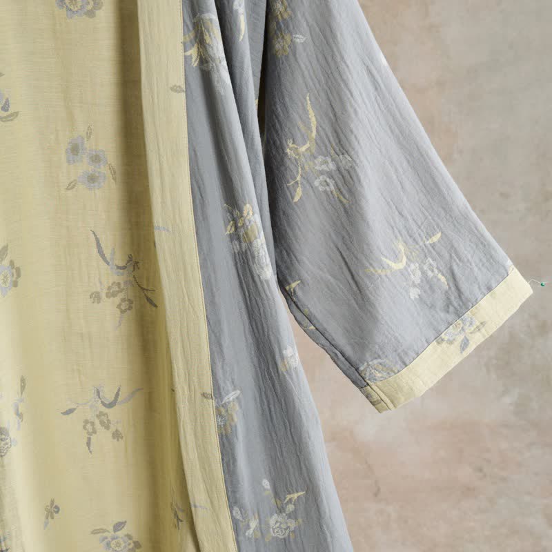 Elegante kimono in garza di cotone con stampa floreale. - image 5