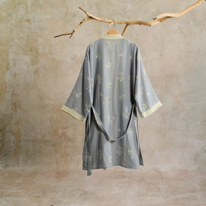 Elegante kimono in garza di cotone con stampa floreale. - image 1
